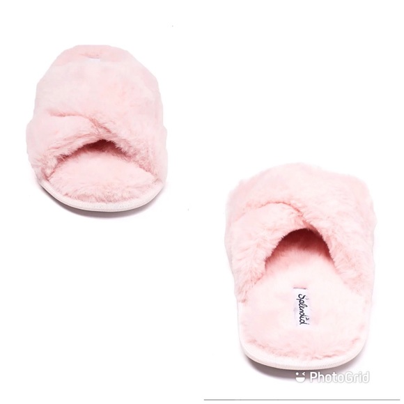 SPLENDID Faux Fur Pink Crisscross Slippers - Picture 4 of 6
